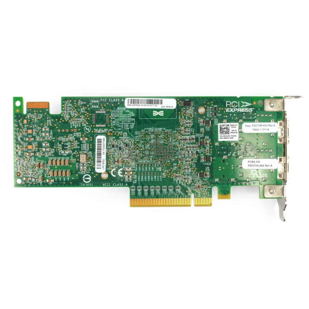 6VK2R DELL EMULEX LPE16002 HOST BUS ADAPTER DUAL PORT 16GB SFP+ FC LOW PROFILE